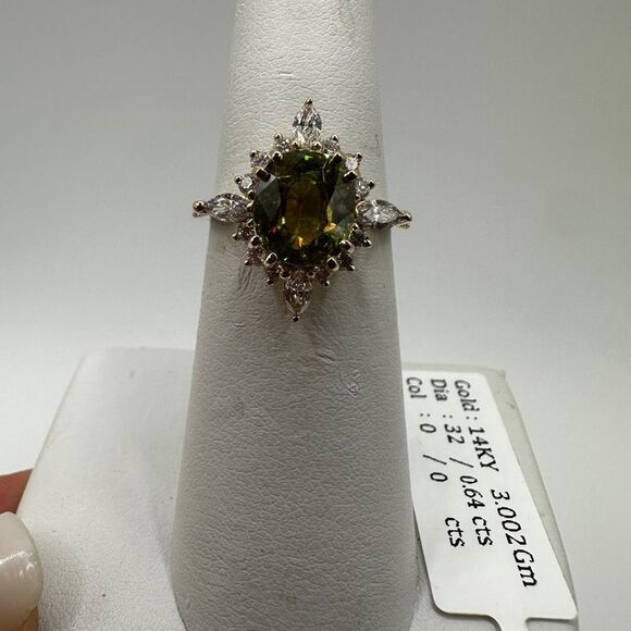 NWT 8.2x7.2mm Oval Cut Sphene with .64ctw diamonds in 14kt yellow gold ring! - Picture 13 of 17